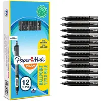 Papermate InkJoy 300RT-balpennen met drukknop | Medium punt (1,0 mm) | Zwart | 12 stuks