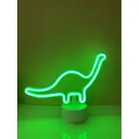 Impuls LED dinosaurus met neonlicht - groen neon licht - Op batterijen en USB - hoogte 27 x 21 x 8.5 cm - Tafellamp - Nachtlamp - Decoratieve verlichting - Woonaccessoires