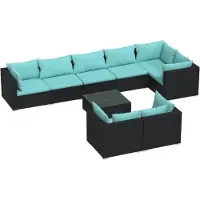 vidaXL 9-delige Loungeset met kussens poly rattan zwart