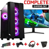 Screenon - Gaming Set - X150128 - V1 (GamePC.X150128 + 24 Inch Monitor + Toetsenbord + Muis, Controller, Headset & Muismat) + WiFi & Bluetooth