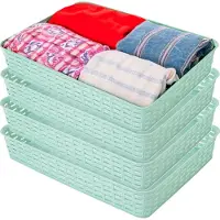 Hega hogar Opbergmandje/ladeverdeler - 4x - mintgroen - 4.5 liter - kunststof - 26 x 35 x 6 cm - kastmandjes - manden