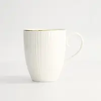 Tokyo Design Studio - Nippon White Goude Rand Mok - Thee Kop - 8.5x10.2cm 380ml Lijnen Wit Goud