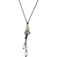 Behave Ketting dames zoetwaterparels kristal waxkoord – donkergrijs – cadeau vrouw nikkelvrij – pave kristalkraal – geschenkzakje – cadeau vriendin