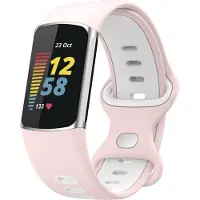 123Watches dubbel sport band - pink sand wit - - Geschikt voor Fitbit Charge 5 & 6