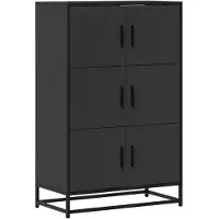 vidaXL Hoge kast 68x35x106,5 cm bewerkt hout en metaal zwart