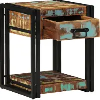 vidaXL Nachtkastje met lade 40 x 40 x 50 cm Massief Gerecycleerd Hout