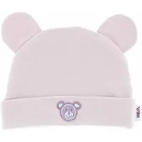 Vib - Muts met oortjes 'I'M BEARY CUTE' rose smoke (0-3 m) - Babykleertjes - baby muts - baby muts newborn - baby mutsje - baby cadeau - kraam cadeau - baby aankodiging