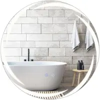 Northix LED-spiegel voor de badkamer, diameter 60 cm, met anti-condensfunctie, dimbaar, 3-kleurenverlichting