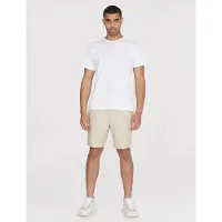 KnowledgeCotton Apparel Korte broek Men Fig Loose Poplin Elastic Waist String Light Feather Gray-XXL