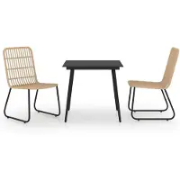 vidaXL 3-delige Tuinset poly rattan en glas