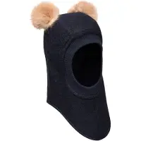 Huttelihut Balaclava - Wol/Katoen - 2-lag - BIG Bear - Dark Bere - - 1-2 jaar (80-92) - Balaclavas - Dubbel