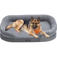 Feandrea Hondenbed, Hondenkussen, voor Extra Grote Honden, 122 x 85 x 20 cm, Orthopedisch, Waterdichte Binnenlaag, Opstaande Randen, Afneembare, Wasbare Hoes, Antislip, Lichtgrijs PGW284G01