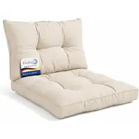 Beautissu Lounge Kussen Set met Zitkussen 70x70 cm & Rugkussen 70x40 cm Nature †“ Comfortabel Tuinkussen voor Tuinstoelen Rotan Stoelen Tuinmeubelen en Fauteuils †“ Loungekussens Outdoor †“ xLuna