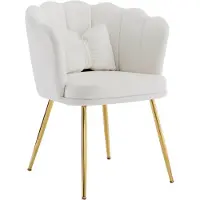 HAUSS SPOLE Eetkamerstoelen - 62x54,5x77 cm - Armleuningstoel Bloemvorm Rugleuning - Fluweel - Beige