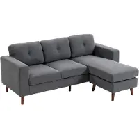 HOMCOM Hoekbank-Polyester-192L x 137B x 84H cm-Donkergrijs