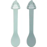 Trixie Lepel 2-pack - Mr. Shark - Siliconen Babylepels met RVS - Vanaf 4 Maanden - Geschikt voor Vaatwasser & Oven