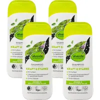 Alverde Naturkosmetik Shampoo Kracht & Sterk | MULTI-VERPAKKING 4x 200 ml - Coffeïne Shampoo - Ondersteunt natuurlijke haargroei - pH Neutraal & Siliconenvrij - Vegan Haarshampoo