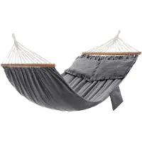 Songmics - Hangmat - Hangmat voor Buiten - Met 2 Houten Stokken en 2 Kussens - Draagvermogen tot 300 kg