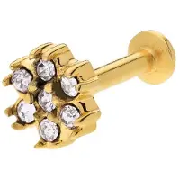 Lucardi - Dames Stalen goldplated helixpiercing met kristal - Piercing - Staal - Goudkleurig