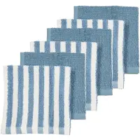 Meyco Baby Fat Stripe Monddoekjes - 6-pack - Jacquard Badstof - Jeans Blue - 30x30cm