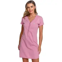 Doctor Nap Katoenen Nachthemd Borstvoeding Zwangerschap TCB.9505 Blush Rose 44/ XXL
