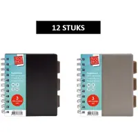 Soho Projectboek – Collegeblok – Lijntjespapier – 4 verplaatsbare tabs – 23 rings – 200 vellen – A4 – Trend kleuren - 12 Stuks