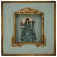 MEA Madonna blauw in lijst/kastje 40,5x5,5x40,5cm
