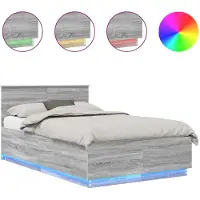 vidaXL Bedframe met hoofdeinde Grijs Sonoma 135 x 190 cm Bewerkt hout