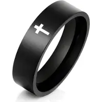 LGT JWLS Zwarte stalen mannen ring LGT Jewels met Kruis-21mm