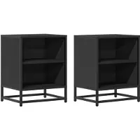 vidaXL Nachtkastjes 2 st 40x31x50 cm bewerkt hout en metaal zwart
