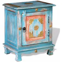 vidaXL Nachtkastje massief mangohout blauw