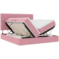 vidaXL LED opbergbed met matras Roze 200 x 200 cm Fluweel