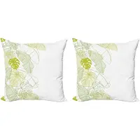 Abakuhaus Decoratieve kussenhoezen met bladprint, 2 stuks, moderne accenten, dubbelzijdige digitale print, 45x45 cm, geelgroen olijfgroen