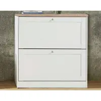 Loft 24 Heide-Schoenenkast met 2 kleppen in eikenlook wit