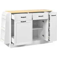 MODFU - Dressoirkast - Open Vakken En Afvalbakvak - Modern Scandinavisch - Voor Keuken En Eetkamer - MDF - Wit - 133,5 x 40 x 86 cm
