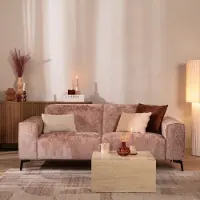 Livin24 2,5-zits bank Vegas stof chenille roze