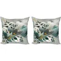 Abakuhaus Decoratieve kussenhoezen met eucalyptusbladmotief, 2 stuks, moderne accenten, dubbelzijdige digitale print, 40x40 cm, zeegroengrijs