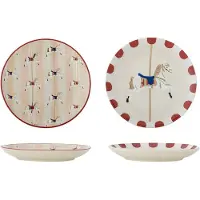 Bloomingville Draaimolen bord Ø16 cm 2 delen Beige-rood