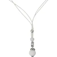 Behave Lange ketting dames wit waxkoord pave kristalkraal – 78 cm – cadeau vrouw nikkelvrij – sautoir – witte hanger – cadeau vriendin
