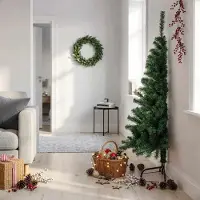 Prolenta Maison Exclusive - Kunstkerstboom, halvhoge variant met voet, groen, 150 cm, PVC