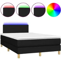 DKD Home Decor Boxspring met matras en LED stof zwart 120x190 cm