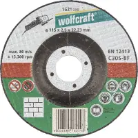 Wolfcraft - Doorslijpschijf voor Steen - 115mm - 1 Stuk - haaks gebogen - 1621099