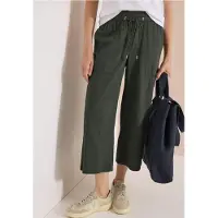 Cecil Dames 3/4 Wide Legs broek in seersucker kwaliteit - Groen - XS