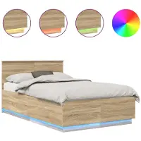 vidaXL Bedframe met hoofdeinde Sonoma Eik 120 x 200 cm Bewerkt hout