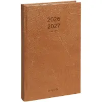 Brepols Saturnus Lucca 16 maanden dagagenda met halfuurindeling 2026-2027 bruin (1 dag per pagina) 4-talig