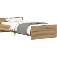 vidaXL Bedframe met hoofdeinde Artisanaal eiken Bewerkt hout