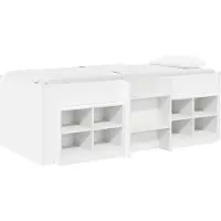vidaXL Loft Bed Frame met Kast met plank 3 st Wit Bewerkt hout