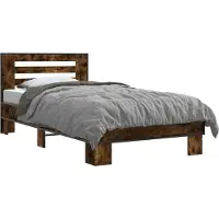 vidaXL Bedframe met Hoofdbord Gerookt eiken 80 x 200 cm Bewerkt hout