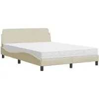 vidaXL Bed met matras "Dover" stof crèmekleurig 120x200 cm