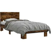 vidaXL Bedframe met Hoofdbord Gerookt eiken 80 x 200 cm Bewerkt hout